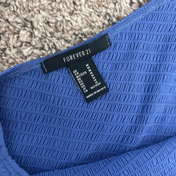 Forever 21 Blue/Purple One Shoulder Fitted Top Size Medium - Picture 2 of 2